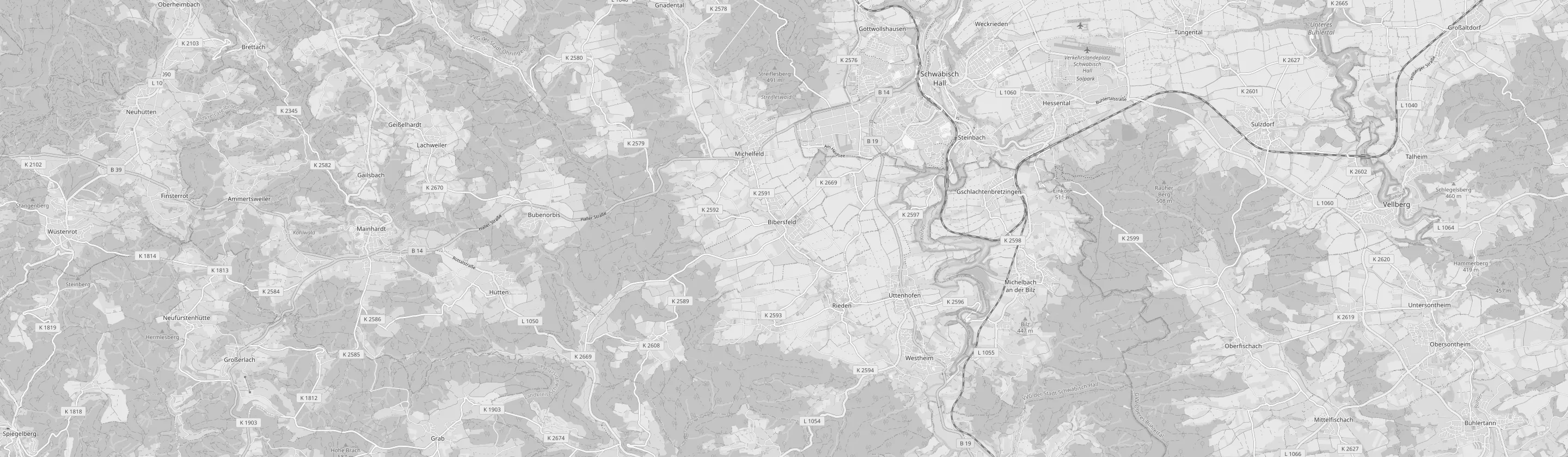 Kartenausschnitt von Bibersfeld mit Markierung am Bibersfelder Besen, Luckenbacher Straße 1